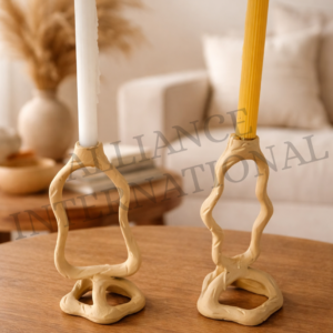 handcrafted cast aluminium abstract modern candle holder set