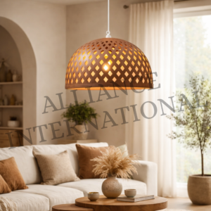 handcrafted dome shaped perforated metal pendant light in antique copper finish