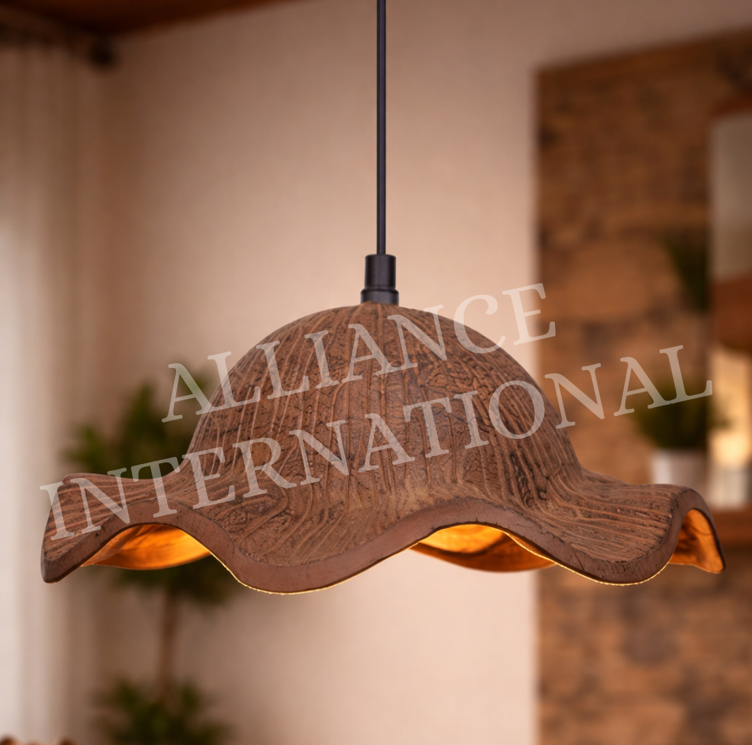 handcrafted rustic cast aluminium pendant hanging light with leaf vein texture finish handcrafted rustic cast aluminium pendant hanging light with leaf vein texture finish
