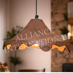 handcrafted rustic cast aluminium pendant hanging light with leaf vein texture finish